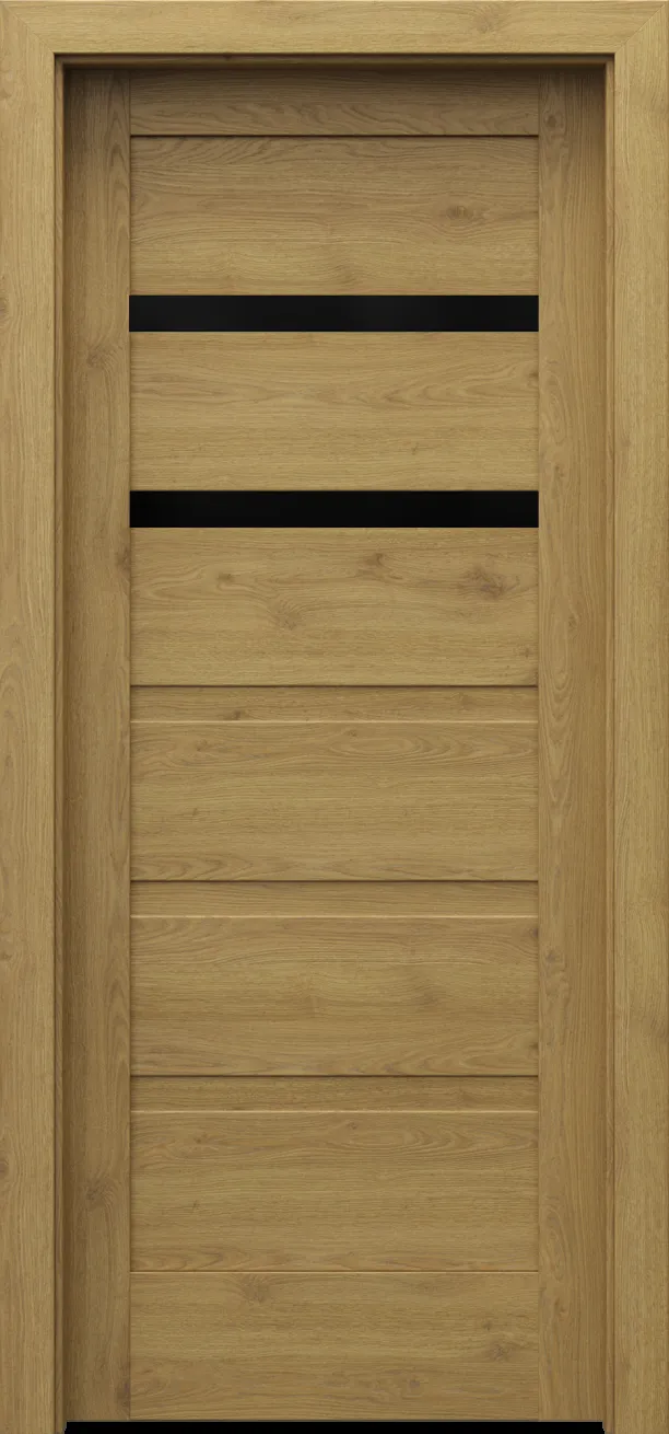 Drzwi PORTA VERTE HOME model H.2 z czarną szybą