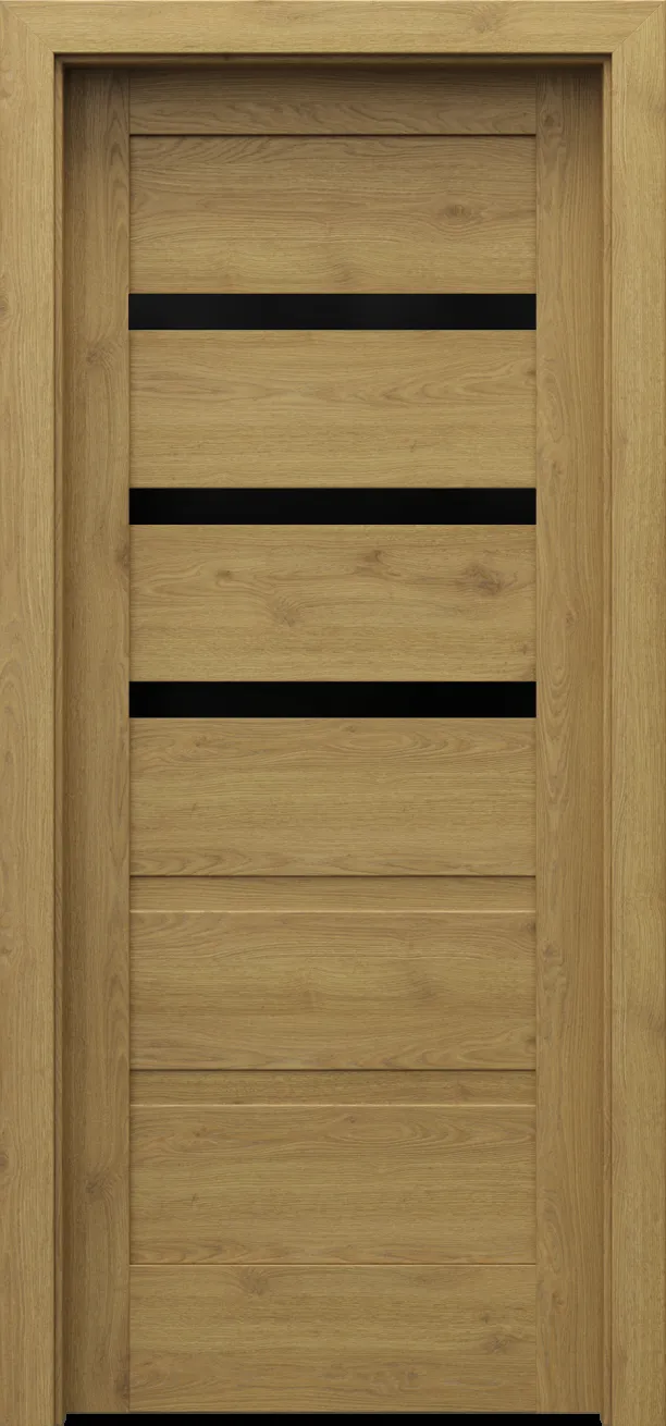 Drzwi PORTA VERTE HOME model H.3 z czarną szybą